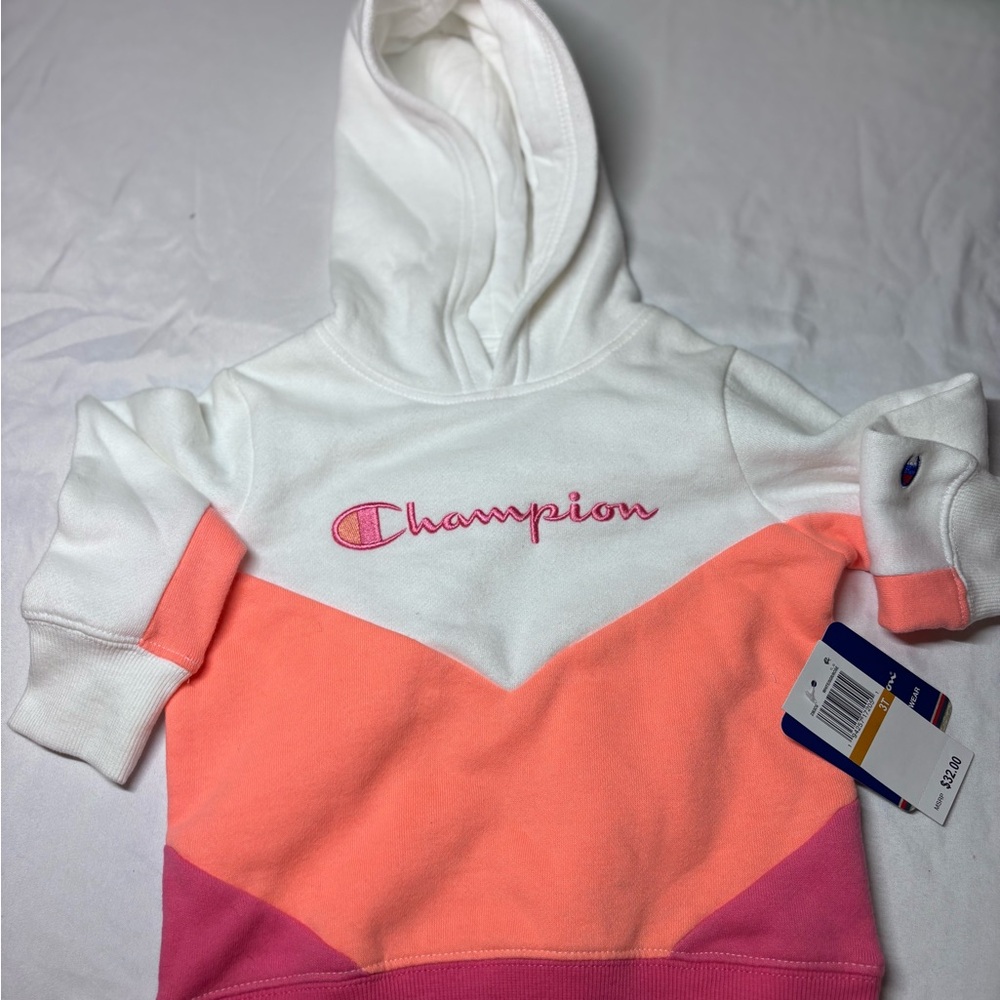 Champion Kids' White, Pink, and Orange Hoodie